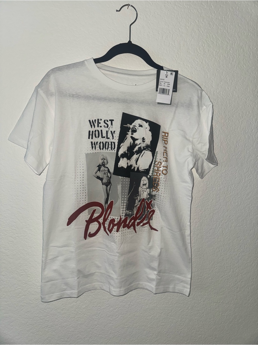 NET! Grayson Threads White Blondie Band Graphic Tee with Red Script - Medium